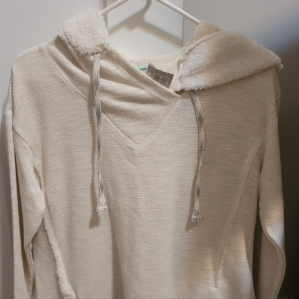 Maurices Cream hooded top with a touch of sparkle.